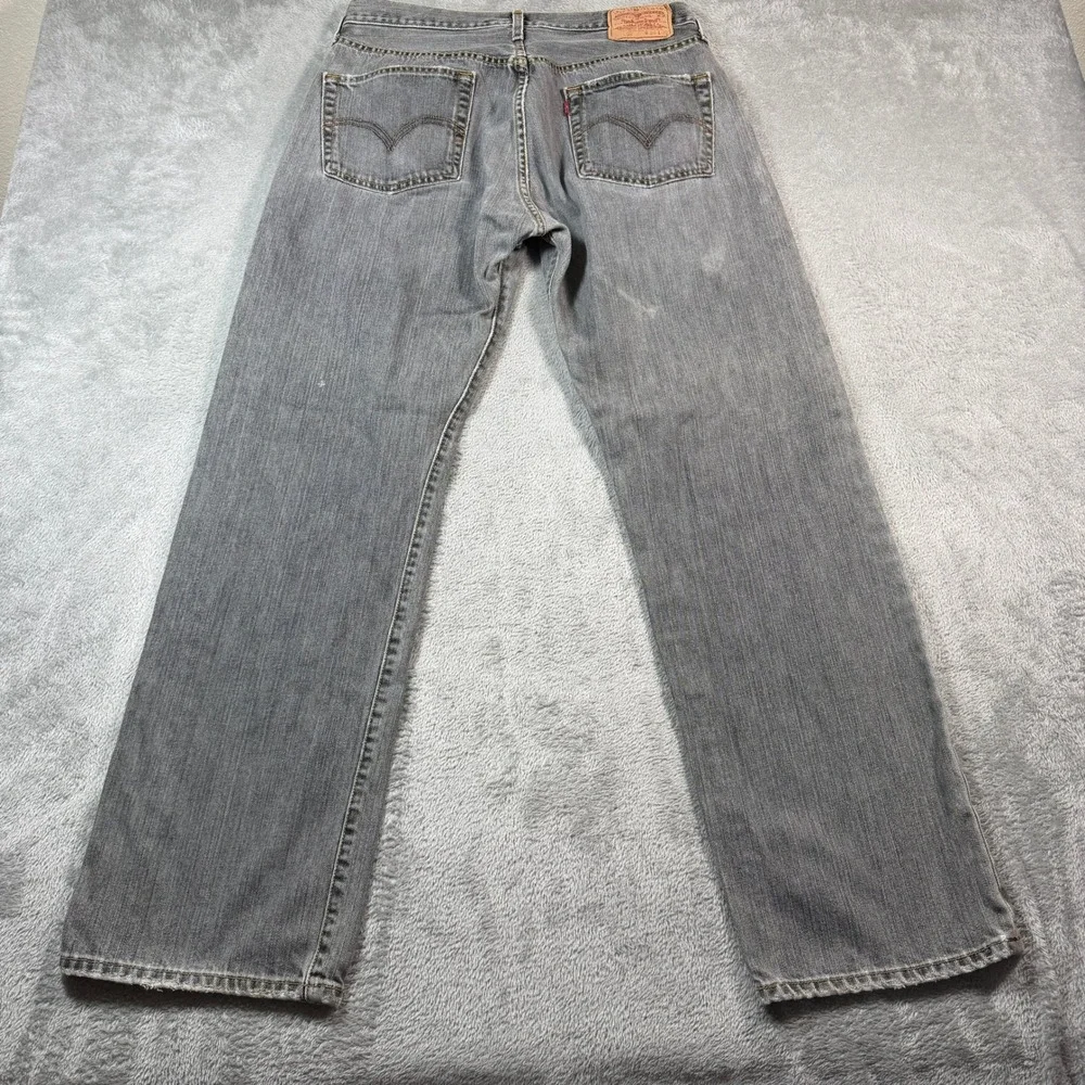 Levis 501 Jeans Mens 34x32 (Fits 32x31) Gray Button Fly Straight Leg Denim